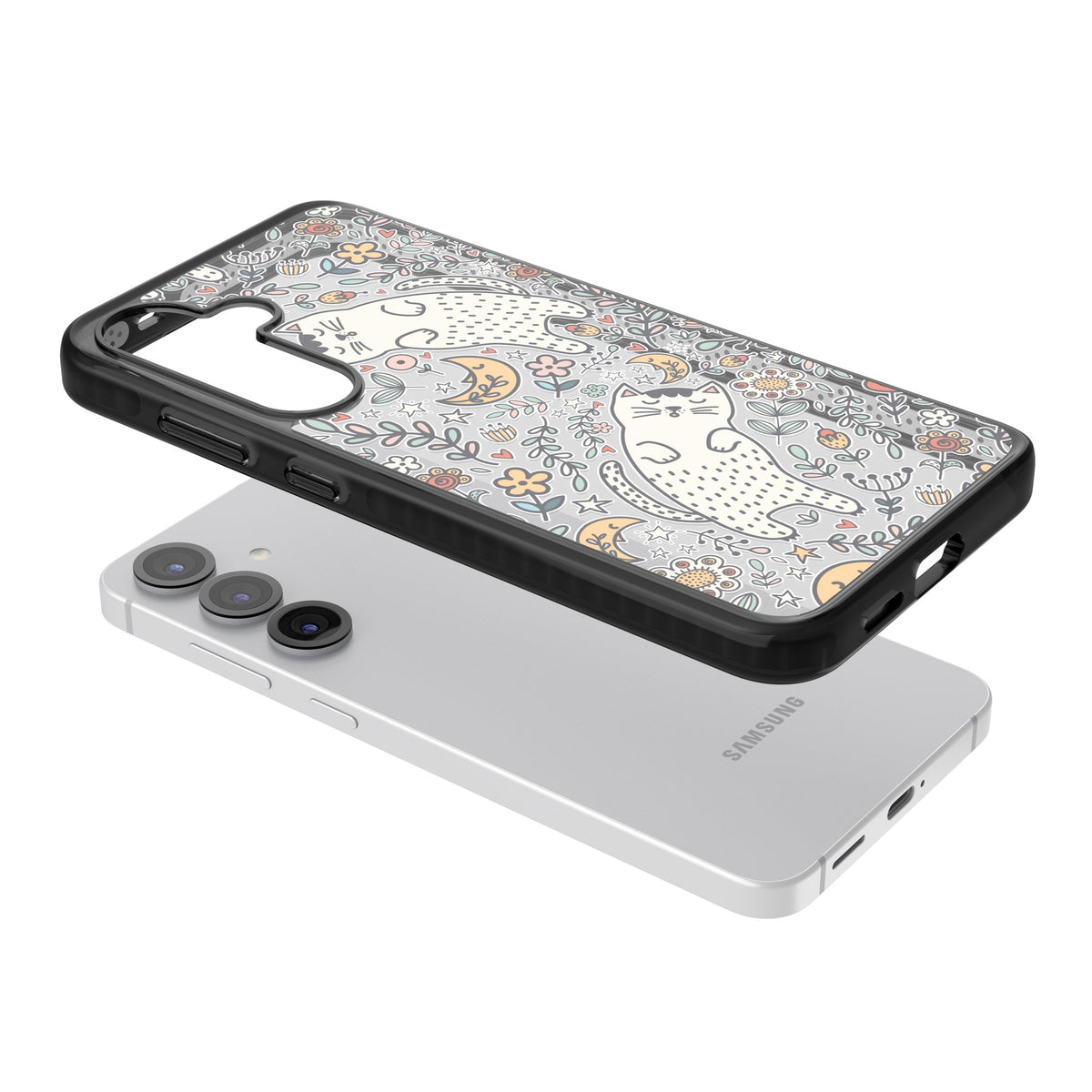 Whisker Dreams Samsung S25 / Samsung S25 Plus / Samsung S26 / Samsung S26 Plus Impact Black Phone Case angled