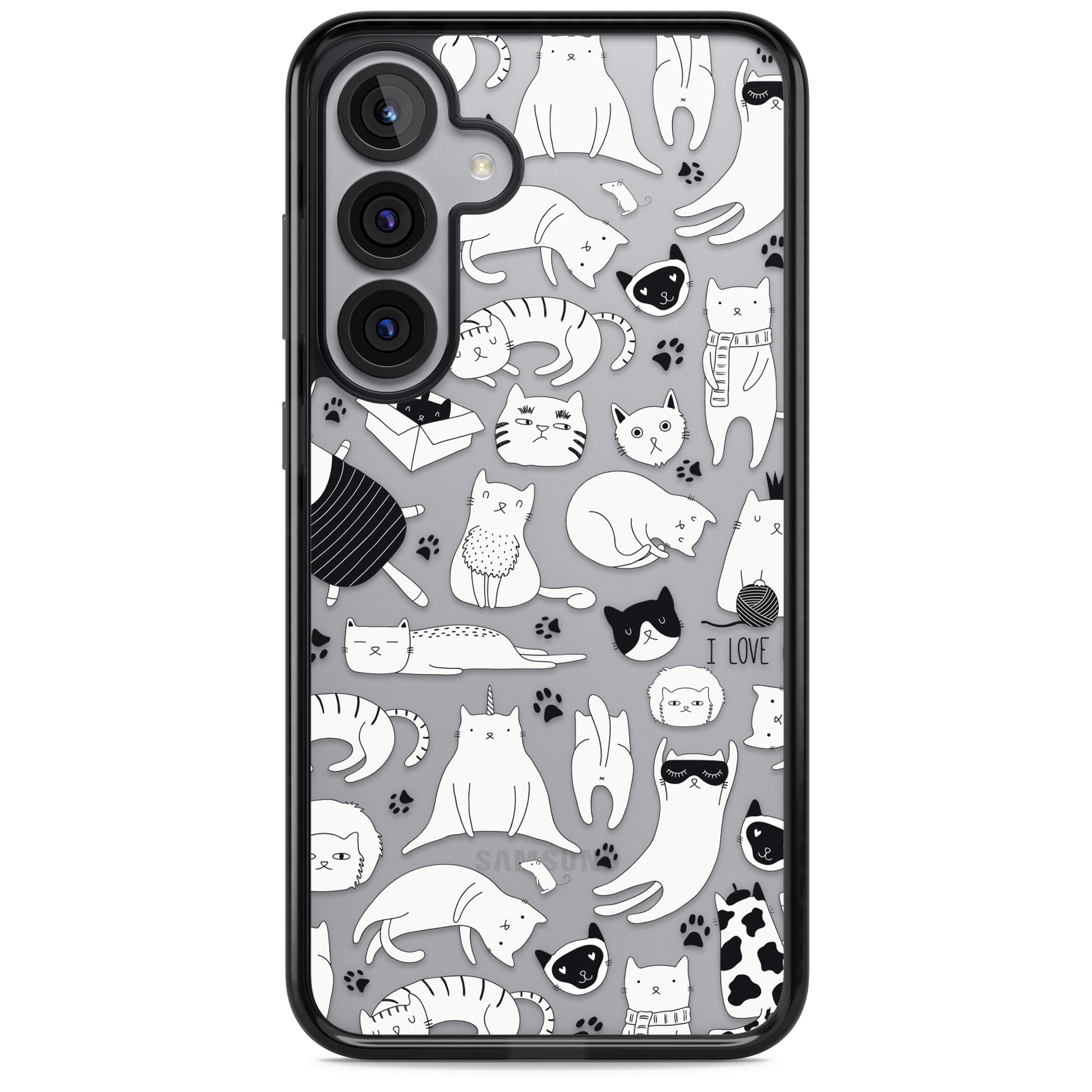 Cartoon Cat Collage Black & White