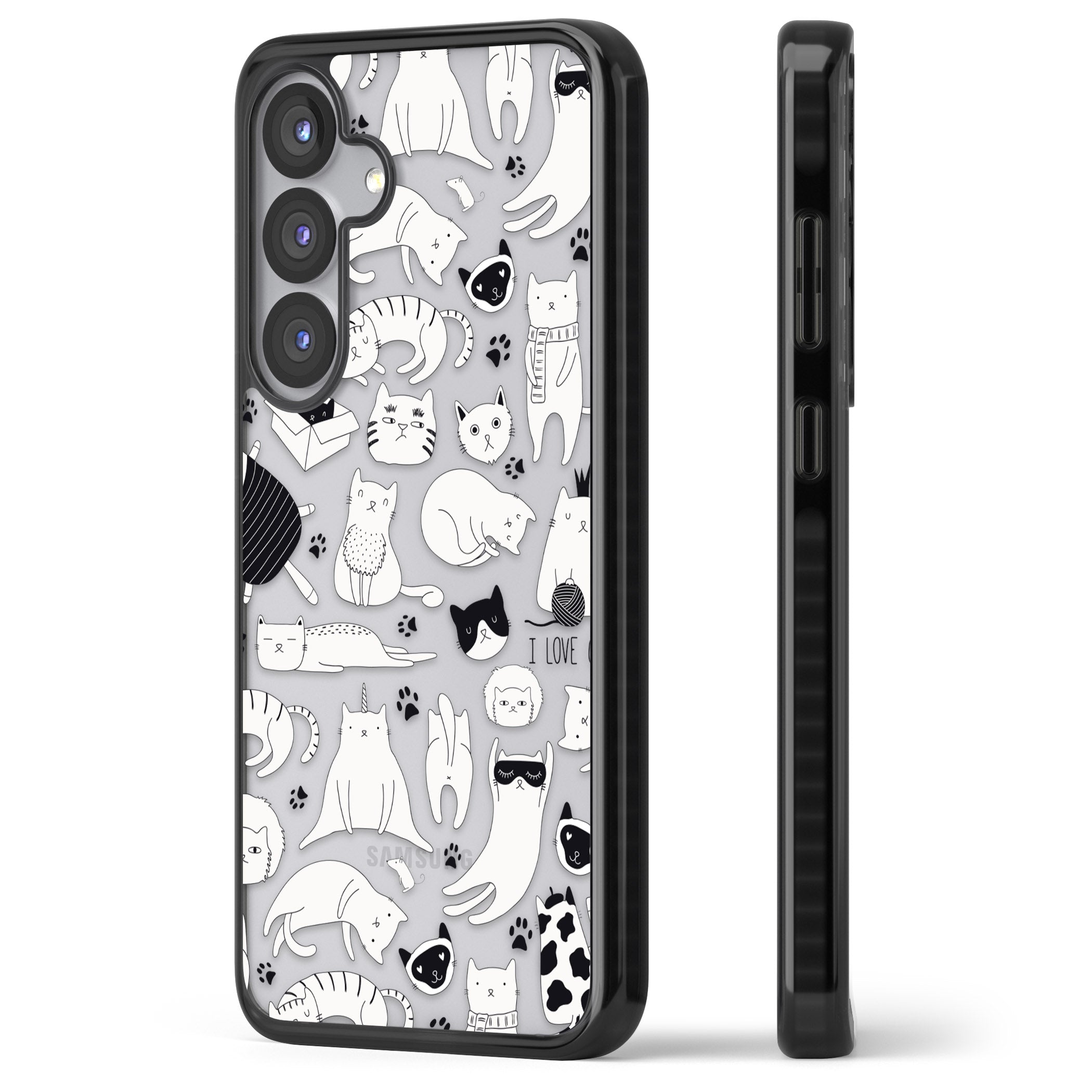 Cartoon Cat Collage Black & White