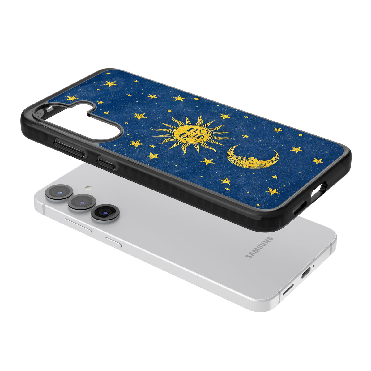 Sun & Moon Reverie Samsung S25 / Samsung S25 Plus / Samsung S26 / Samsung S26 Plus Impact Black Phone Case angled