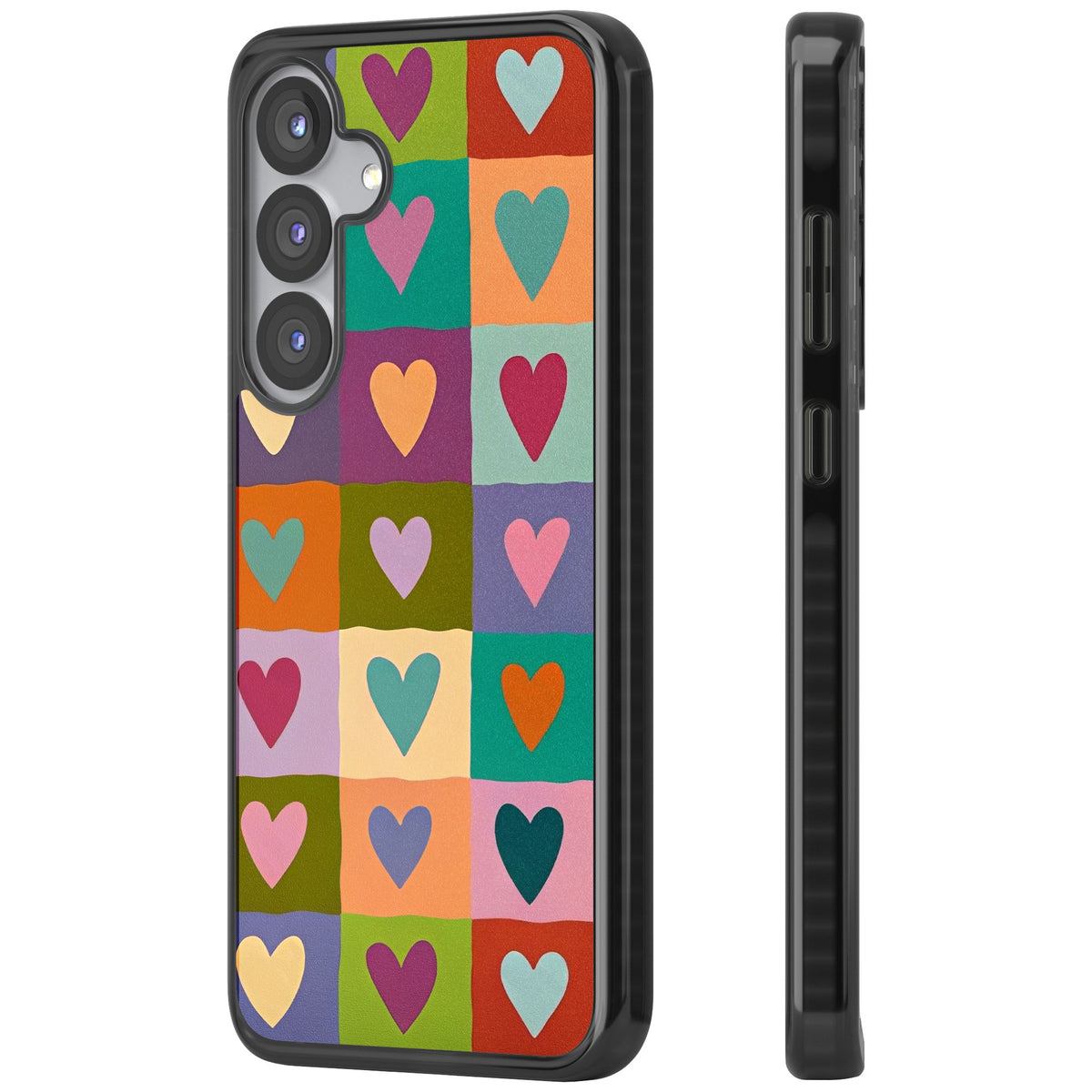 Heart Quilt Samsung S25 / Samsung S25 Plus / Samsung S26 / Samsung S26 Plus Impact Black Phone Case side
