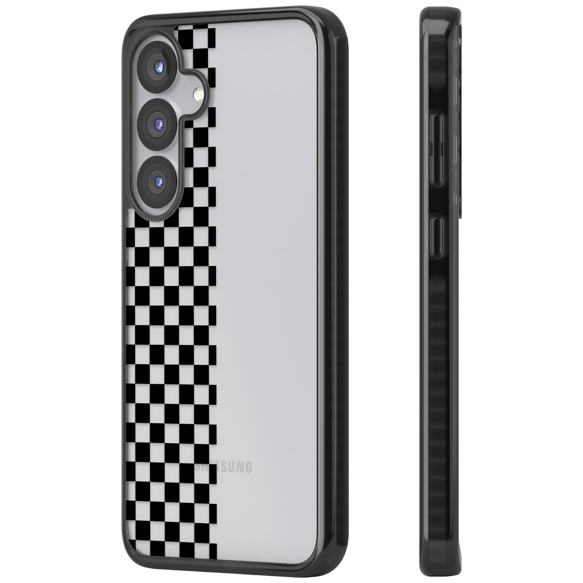Half Black Check Samsung S25 / Samsung S25 Plus / Samsung S26 / Samsung S26 Plus Impact Black Phone Case side