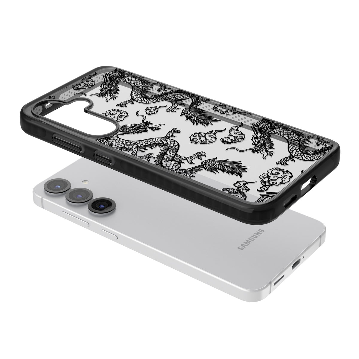Black Dragons Samsung S25 / Samsung S25 Plus / Samsung S26 / Samsung S26 Plus Impact Black Phone Case angled