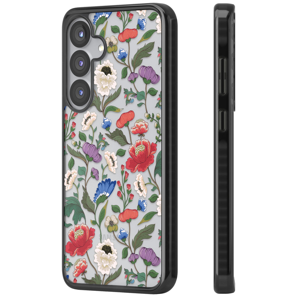 Chinoiserie Bloom Samsung S25 / Samsung S25 Plus / Samsung S26 / Samsung S26 Plus Impact Black Phone Case side
