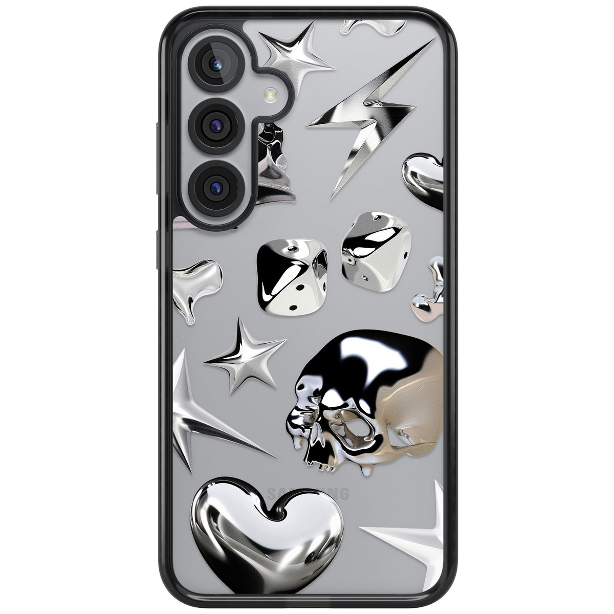 Chromed Samsung S25 Plus / Samsung S26 / Samsung S26 Plus Impact Black Phone Case front