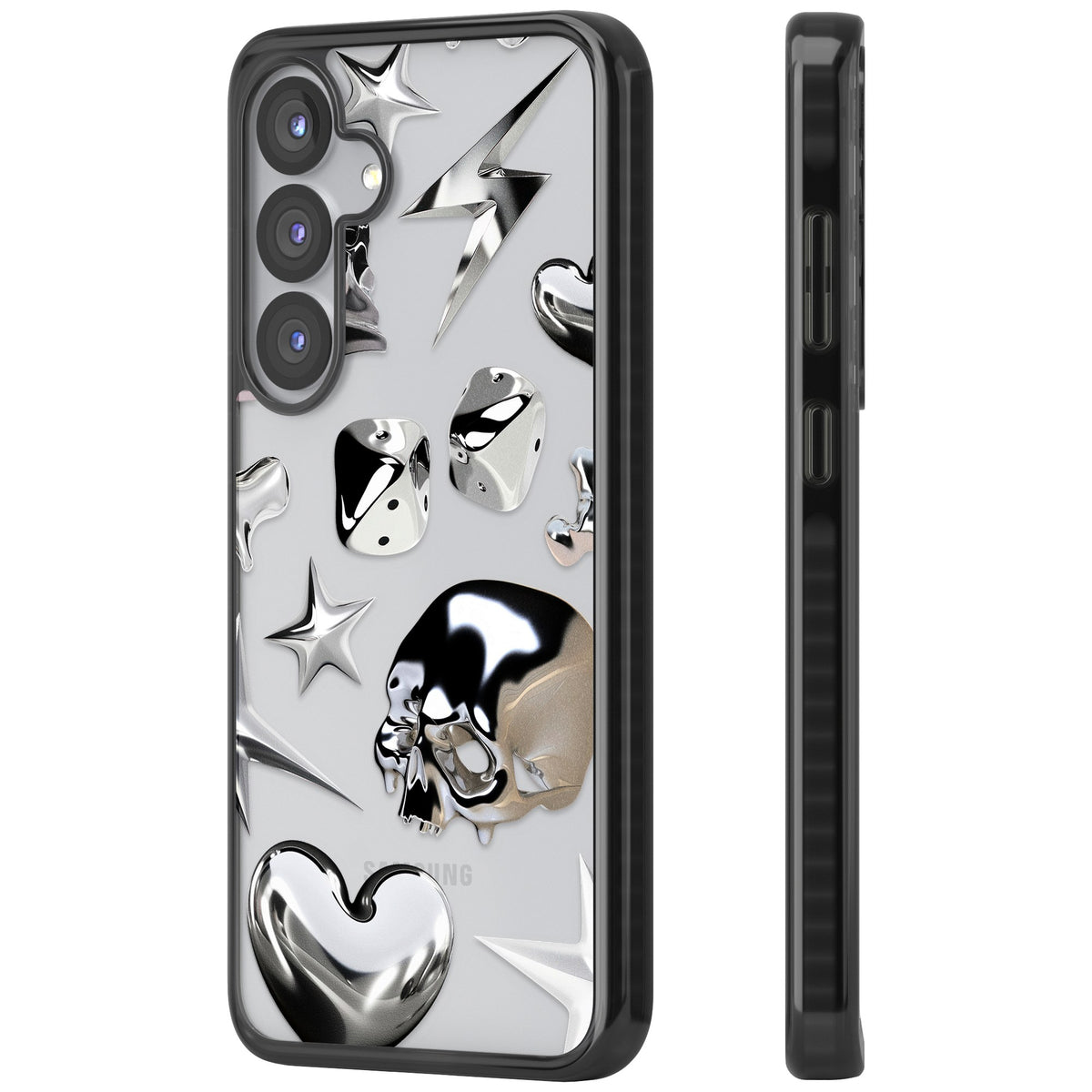 Chromed Samsung S25 / Samsung S25 Plus / Samsung S26 / Samsung S26 Plus Impact Black Phone Case side