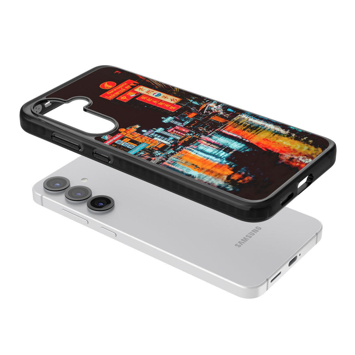 Neon City Samsung S25 / Samsung S25 Plus / Samsung S26 / Samsung S26 Plus Impact Black Phone Case angled