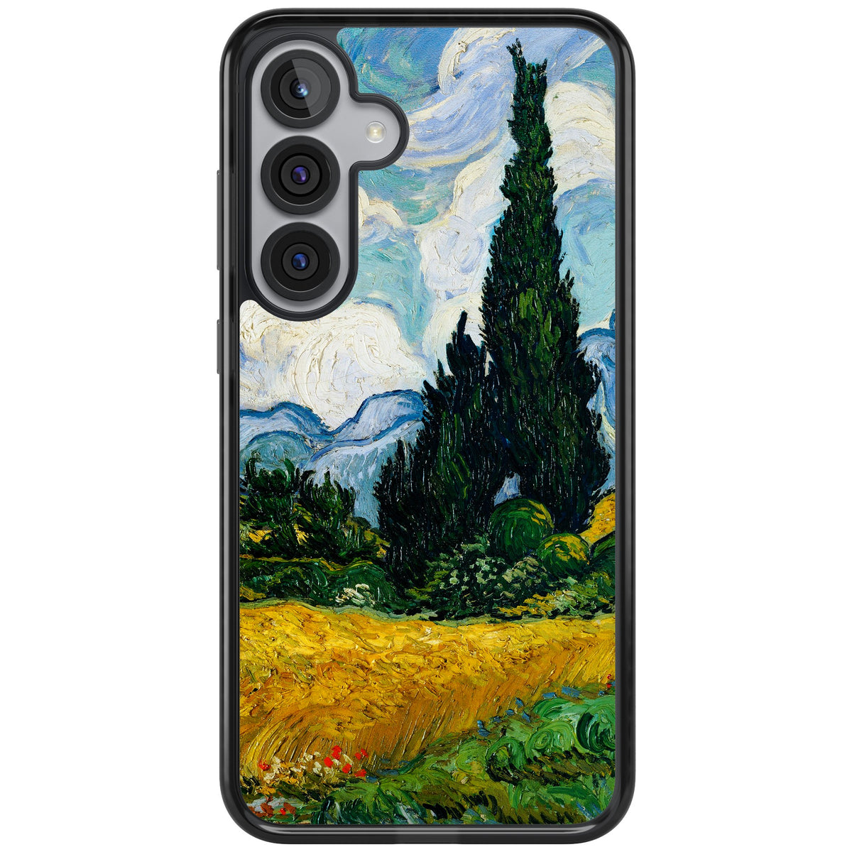 Wheat Field With Cypresses By Vincent Van Gogh Samsung S25 Plus / Samsung S26 / Samsung S26 Plus Impact Black Phone Case front