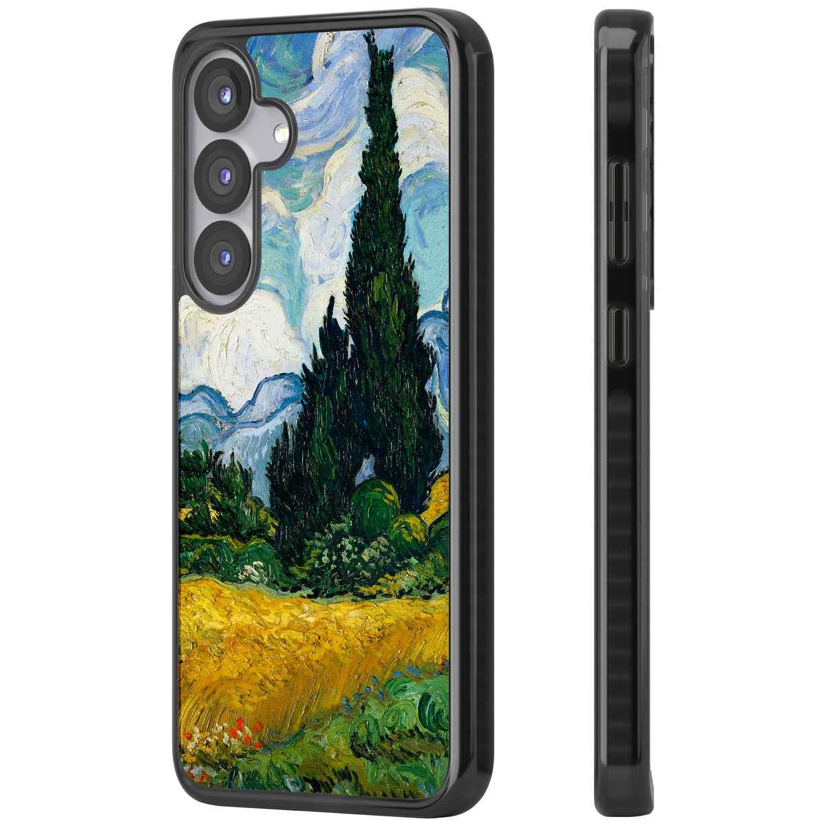 Wheat Field With Cypresses By Vincent Van Gogh Samsung S25 / Samsung S25 Plus / Samsung S26 / Samsung S26 Plus Impact Black Phone Case side