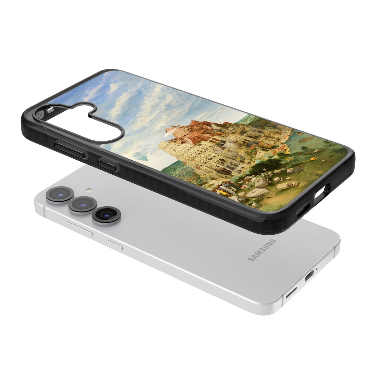 Tower Of Babel Samsung S25 / Samsung S25 Plus / Samsung S26 / Samsung S26 Plus Impact Black Phone Case angled