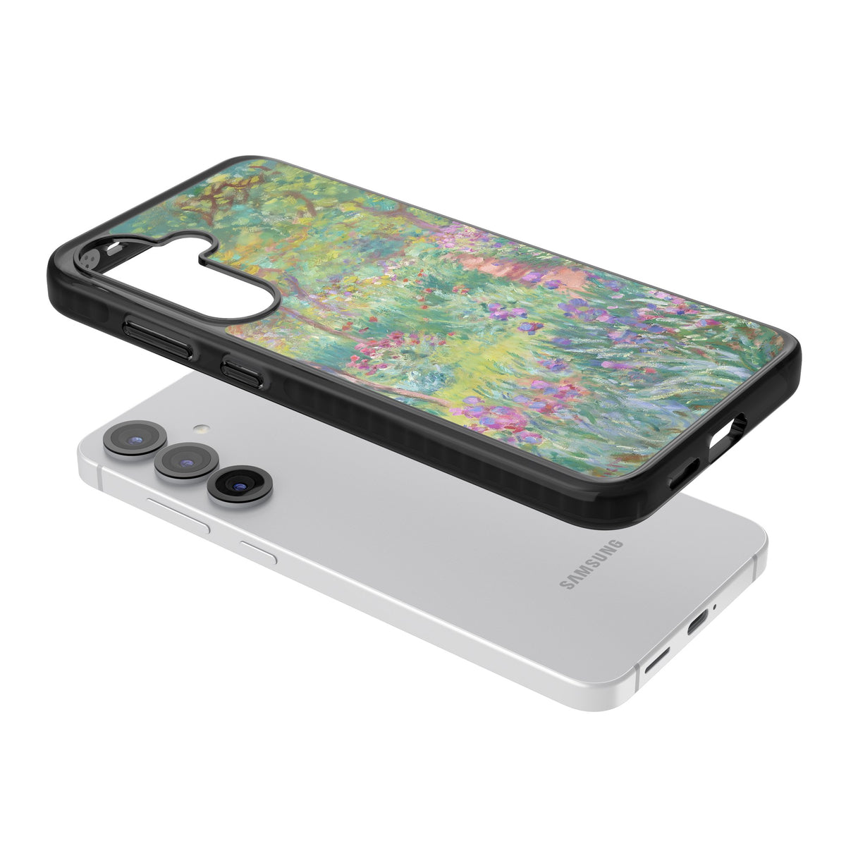 Garden in Giverny Samsung S25 / Samsung S25 Plus / Samsung S26 / Samsung S26 Plus Impact Black Phone Case angled