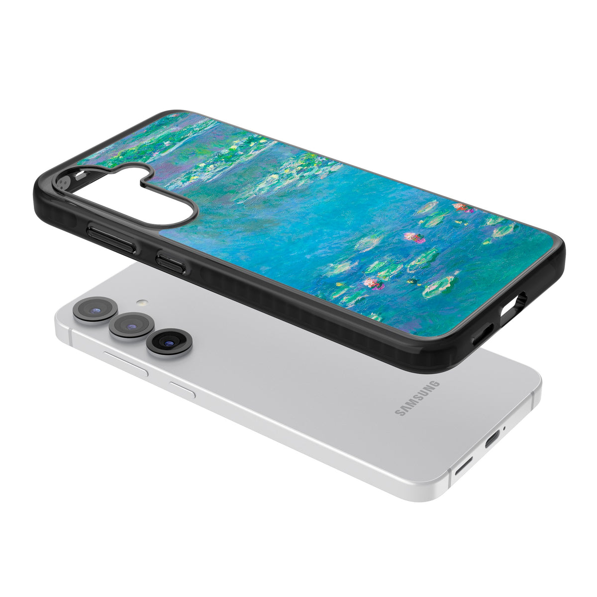 Water Lilies Samsung S25 / Samsung S25 Plus / Samsung S26 / Samsung S26 Plus Impact Black Phone Case angled