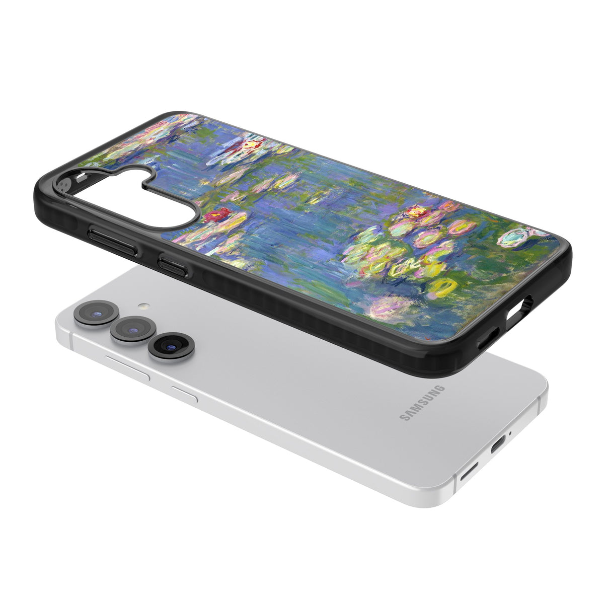 Water Lilies II Samsung S25 / Samsung S25 Plus / Samsung S26 / Samsung S26 Plus Impact Black Phone Case angled