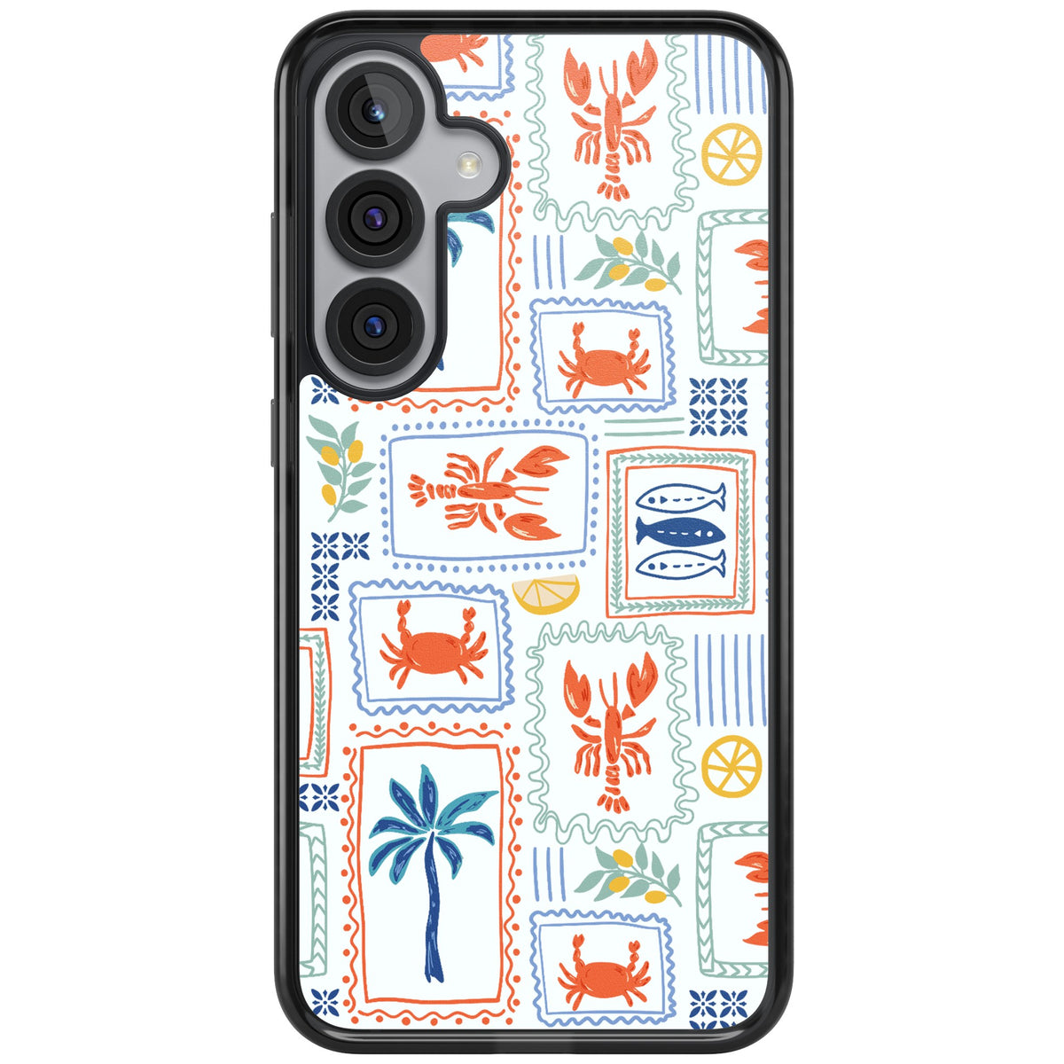 Seaside Stamps Samsung S25 Plus / Samsung S26 / Samsung S26 Plus Impact Black Phone Case front