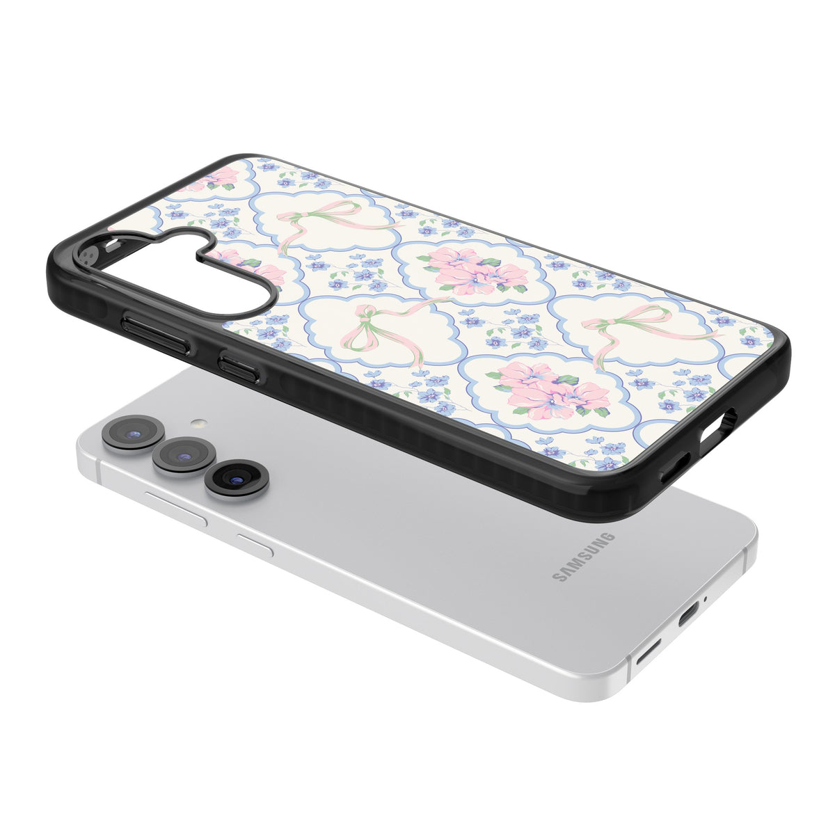 Ribbon Lattice Samsung S25 / Samsung S25 Plus / Samsung S26 / Samsung S26 Plus Impact Black Phone Case angled