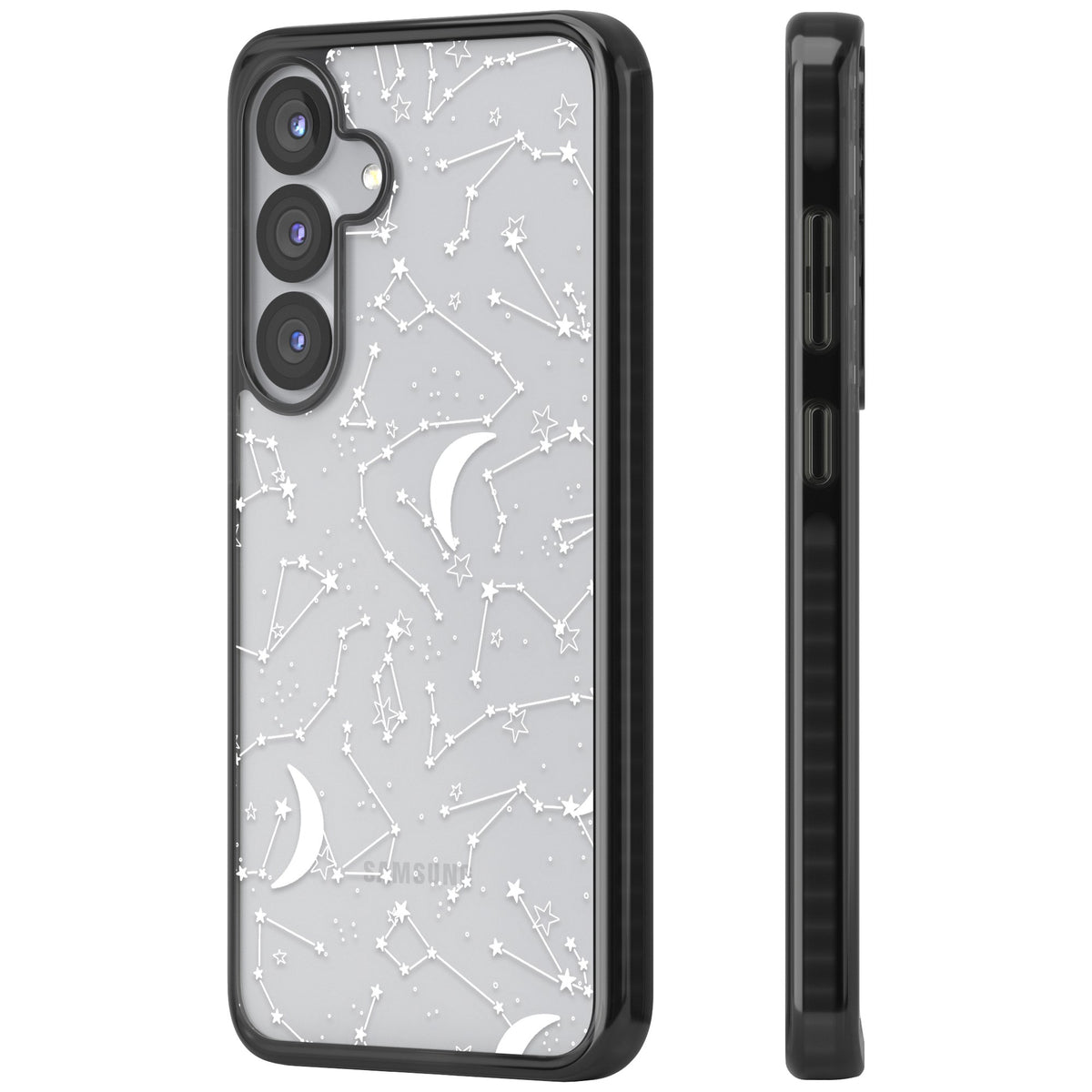 White Constellations Samsung S25 / Samsung S25 Plus / Samsung S26 / Samsung S26 Plus Impact Black Phone Case side