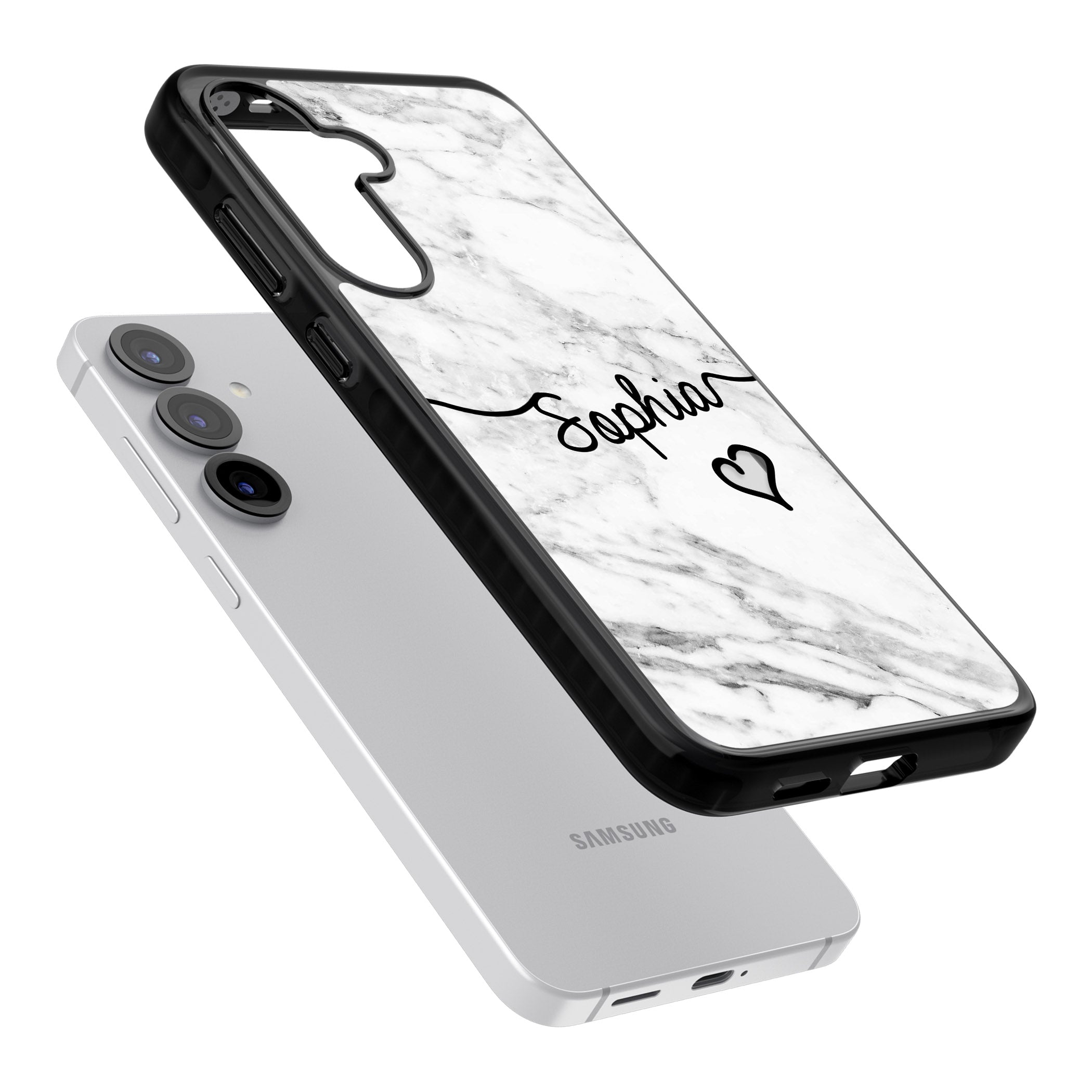 Personalised White Marble Heart