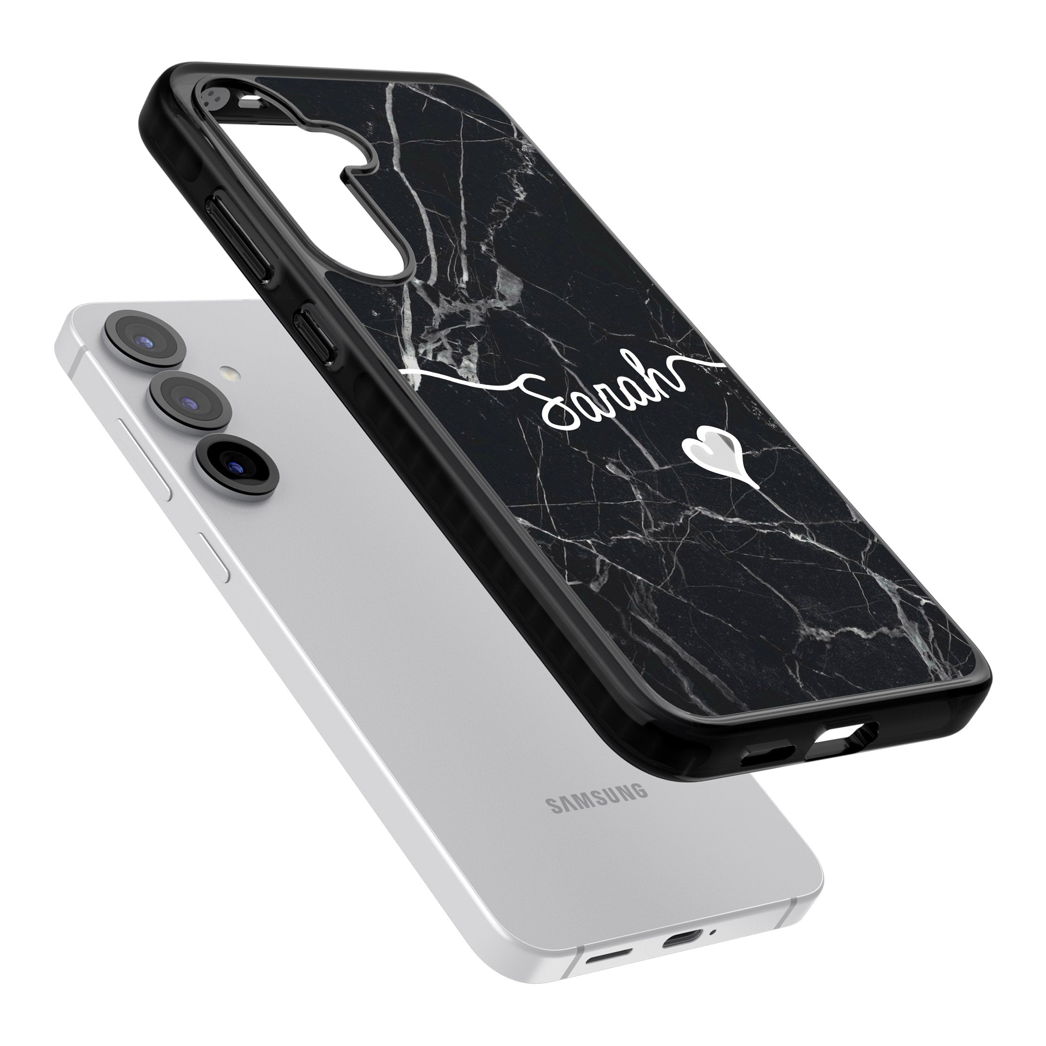 Personalised Black Marble Heart