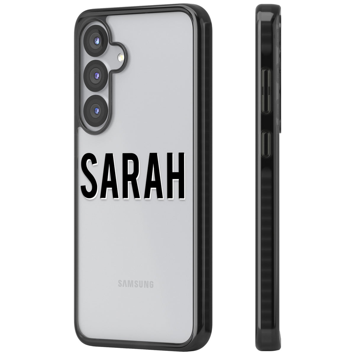 Personalised Name (Centre) Samsung S25 / Samsung S25 Plus / Samsung S26 / Samsung S26 Plus Impact Black Phone Case side
