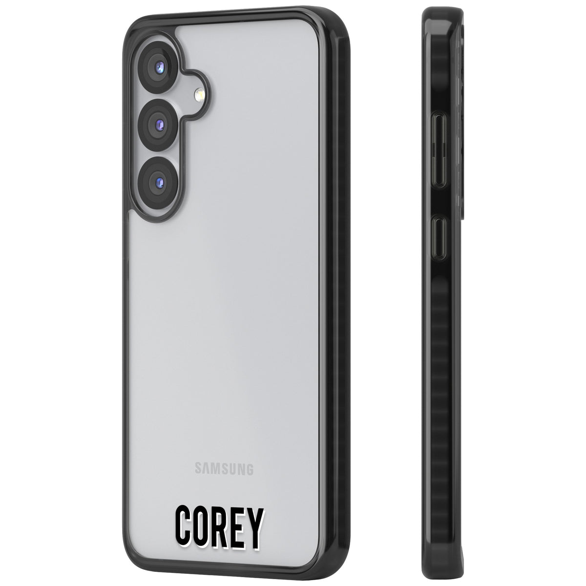 Personalised Name (Bottom) Samsung S25 / Samsung S25 Plus / Samsung S26 / Samsung S26 Plus Impact Black Phone Case side