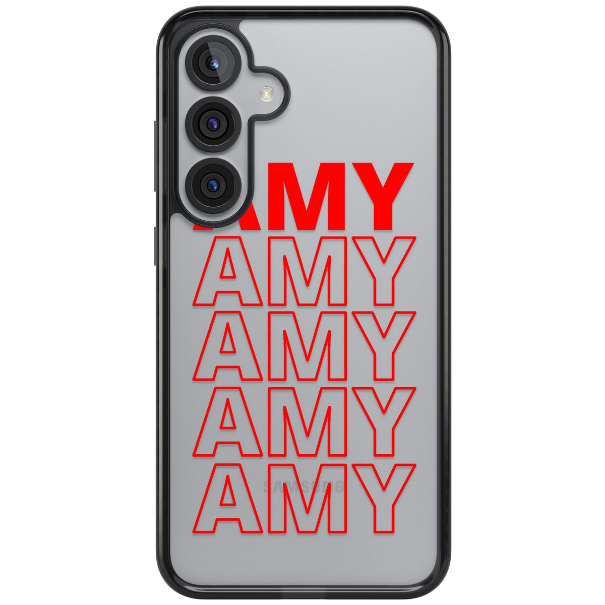 Personalised Bold Name Repeat Samsung S25 Plus / Samsung S26 / Samsung S26 Plus Impact Black Phone Case front