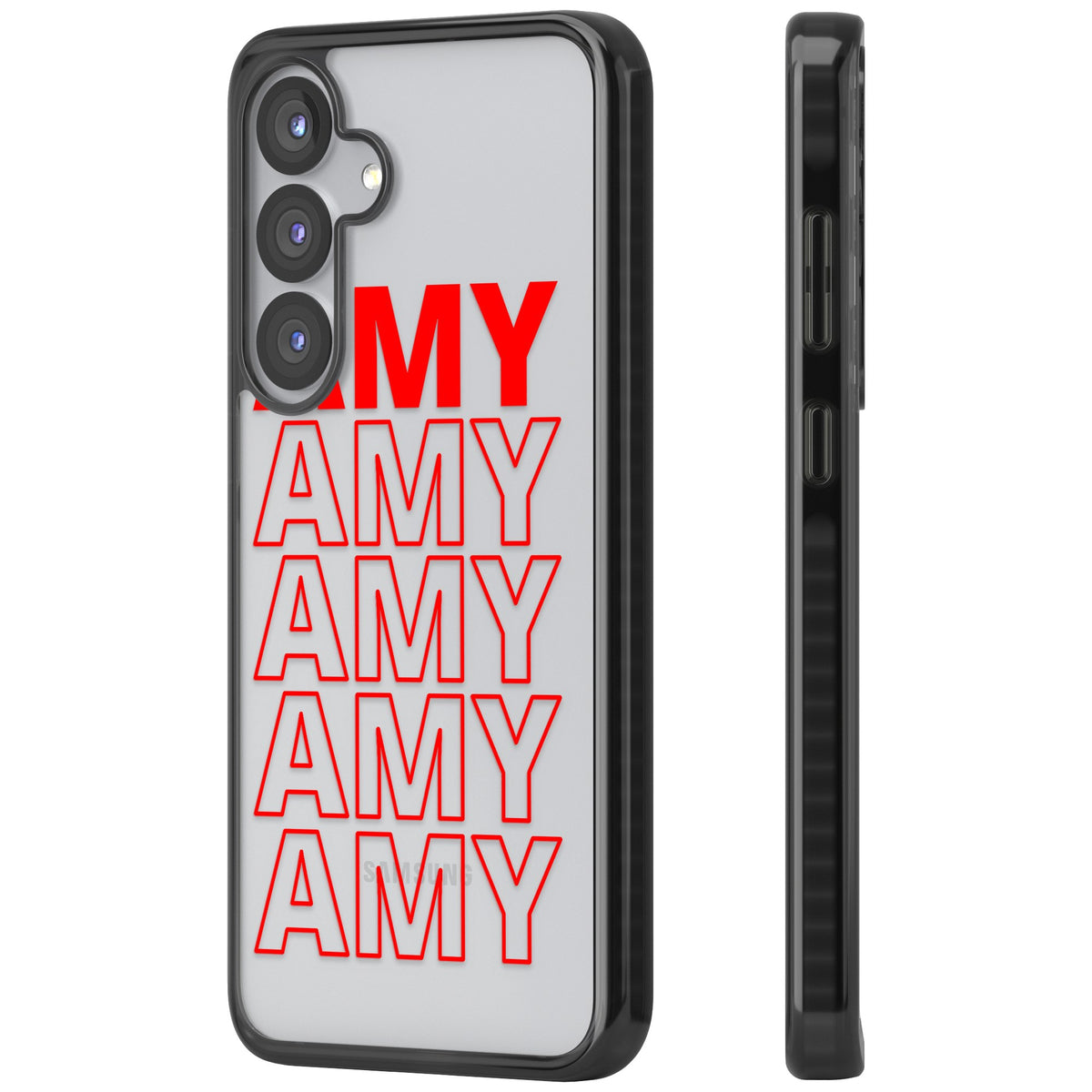 Personalised Bold Name Repeat Samsung S25 / Samsung S25 Plus / Samsung S26 / Samsung S26 Plus Impact Black Phone Case side