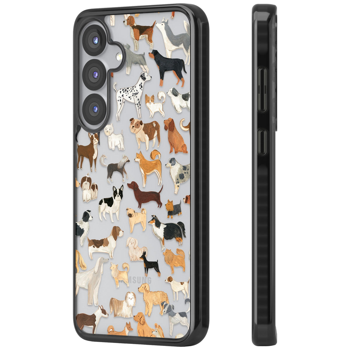 Hand Painted Dogs Samsung S25 / Samsung S25 Plus / Samsung S26 / Samsung S26 Plus Impact Black Phone Case side