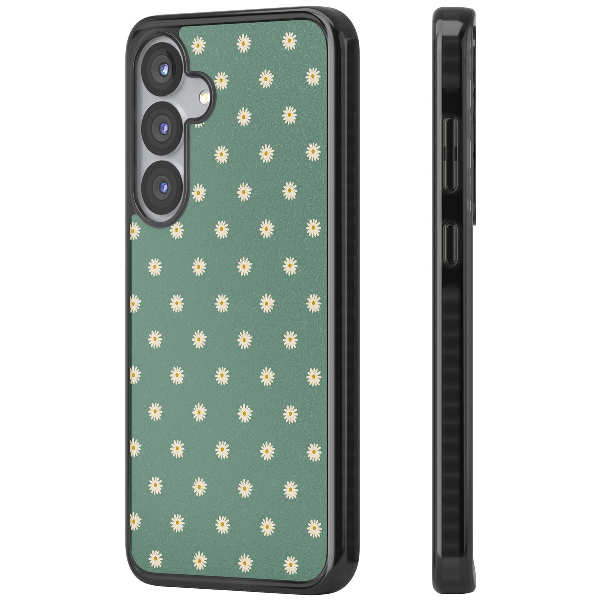 Sage Daisy Floral Samsung S25 / Samsung S25 Plus / Samsung S26 / Samsung S26 Plus Impact Black Phone Case side