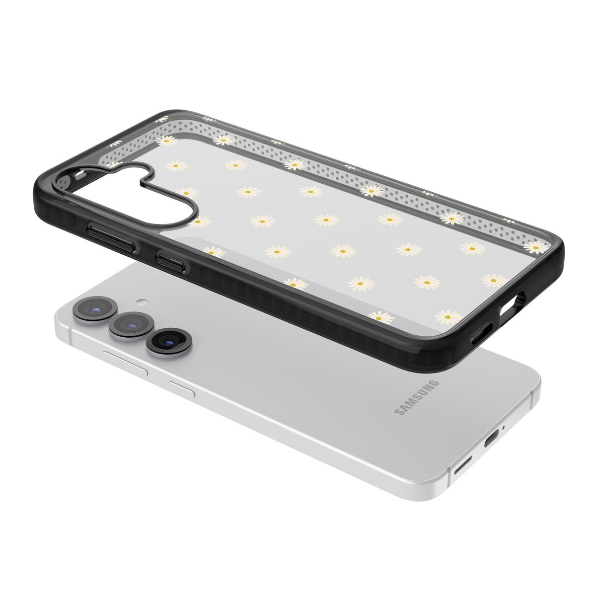 Daisy Pop Samsung S25 / Samsung S25 Plus / Samsung S26 / Samsung S26 Plus Impact Black Phone Case angled