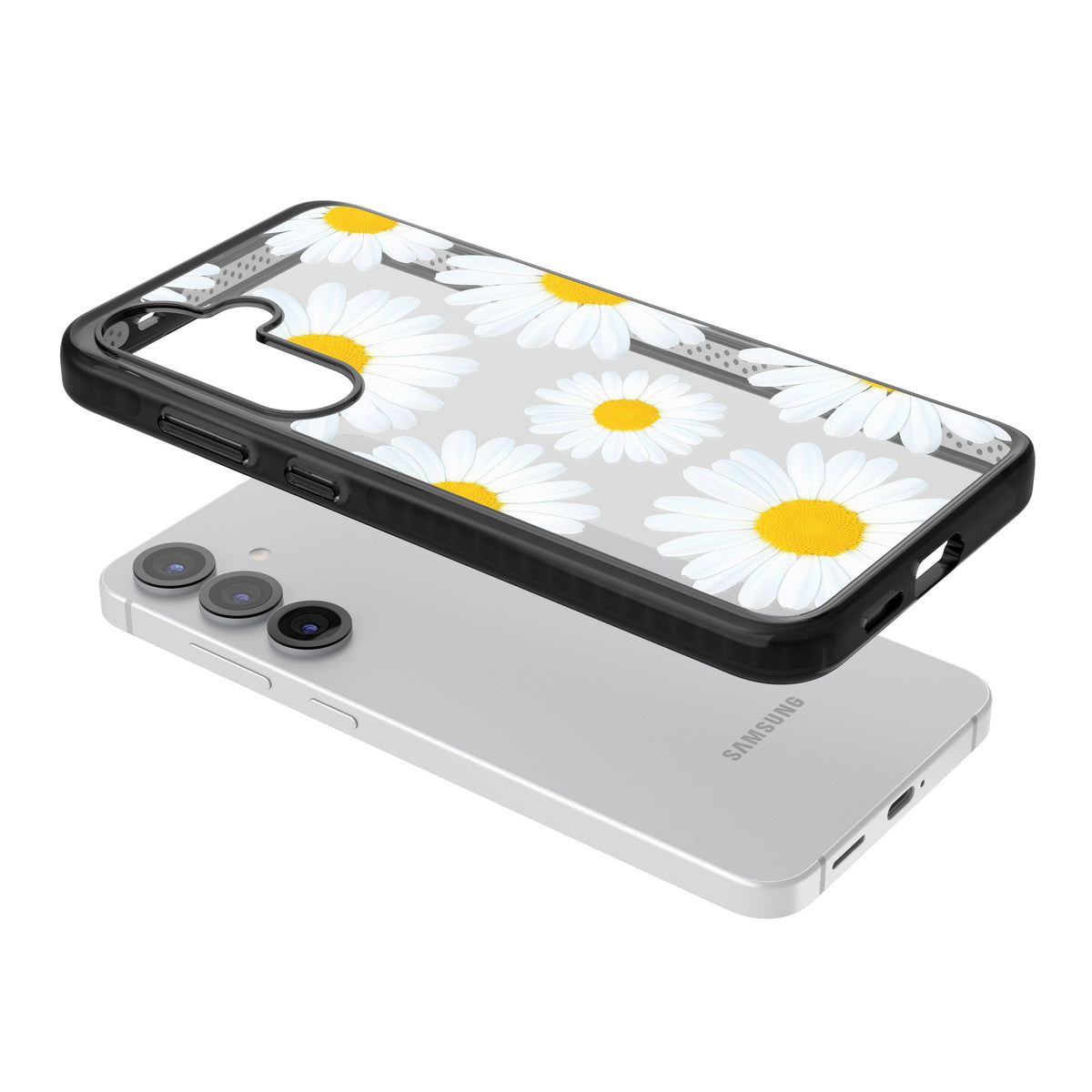 Summer Daisy Samsung S25 / Samsung S25 Plus / Samsung S26 / Samsung S26 Plus Impact Black Phone Case angled