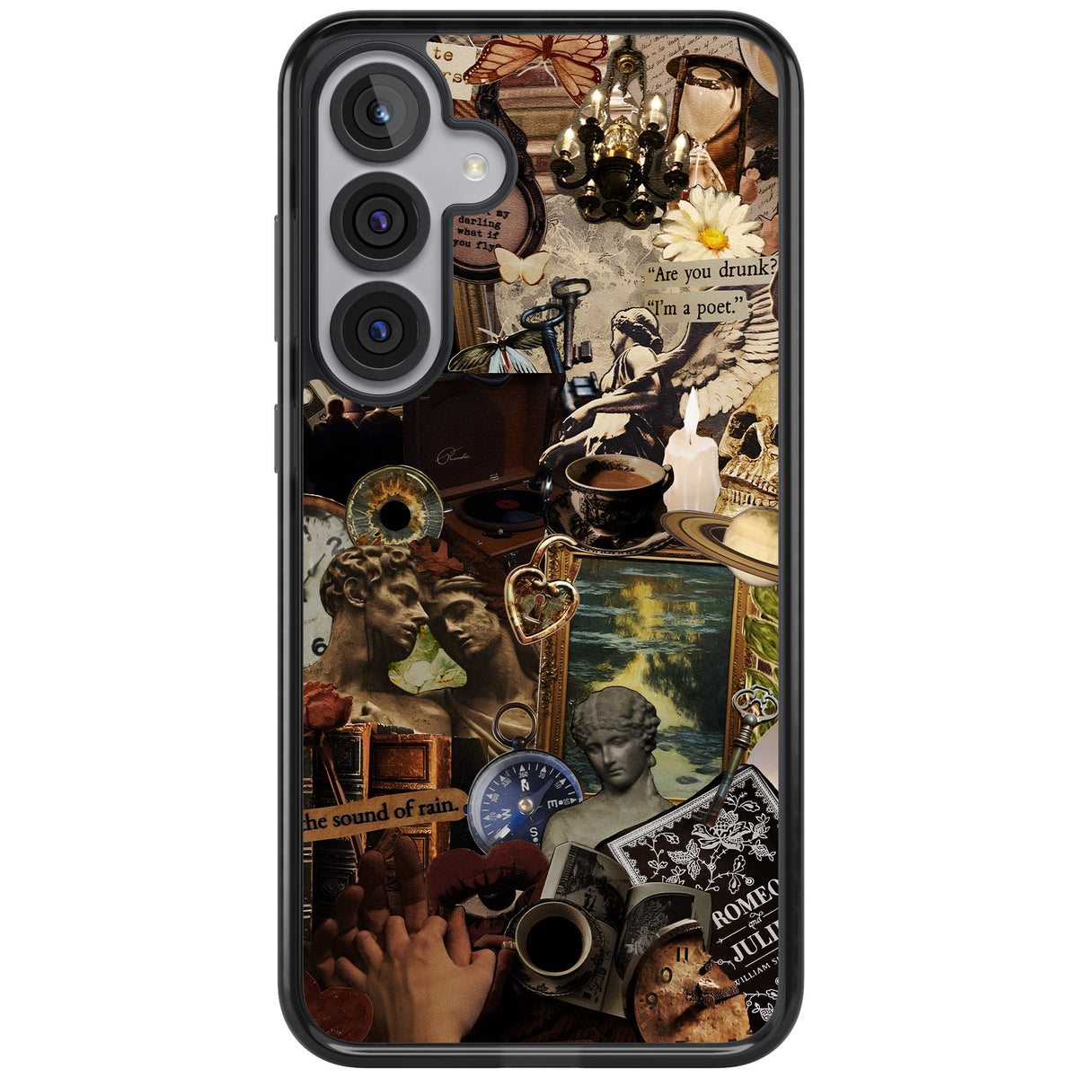 Vintage Academia Collage Samsung S25 Plus / Samsung S26 / Samsung S26 Plus Impact Black Phone Case front