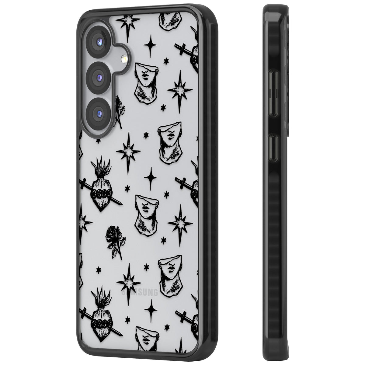 Art & Heart Pattern Samsung S25 / Samsung S25 Plus / Samsung S26 / Samsung S26 Plus Impact Black Phone Case side