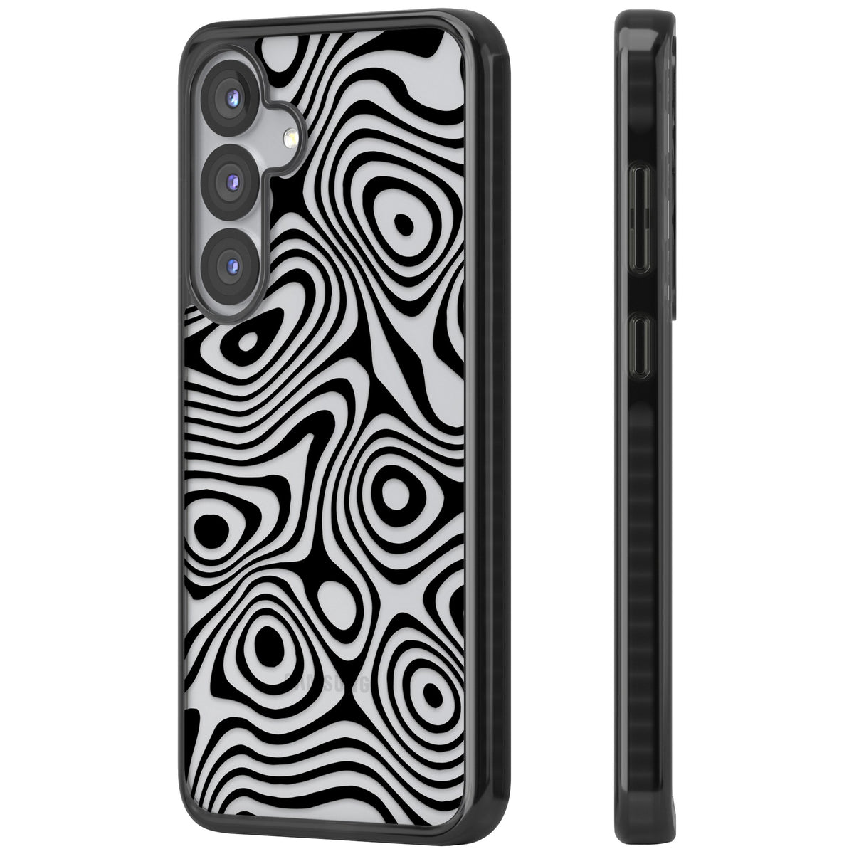Dark Topographic Map Samsung S25 / Samsung S25 Plus / Samsung S26 / Samsung S26 Plus Impact Black Phone Case side