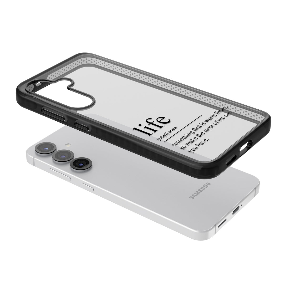 Life Samsung S25 / Samsung S25 Plus / Samsung S26 / Samsung S26 Plus Impact Black Phone Case angled