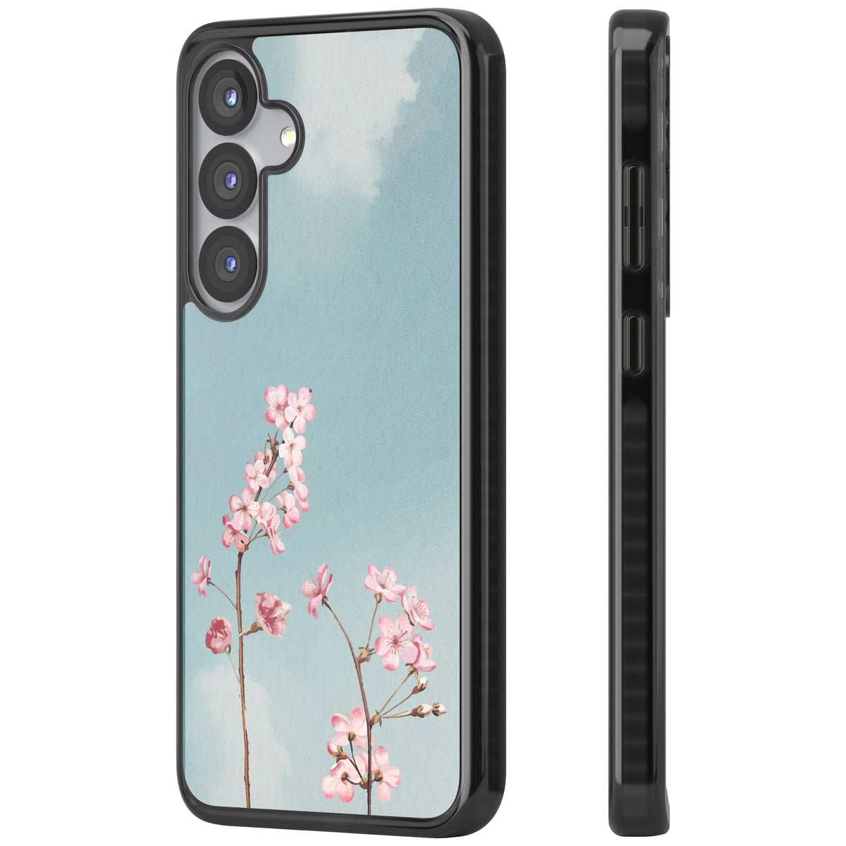 Blossom Flower Sky Samsung S25 / Samsung S25 Plus / Samsung S26 / Samsung S26 Plus Impact Black Phone Case side
