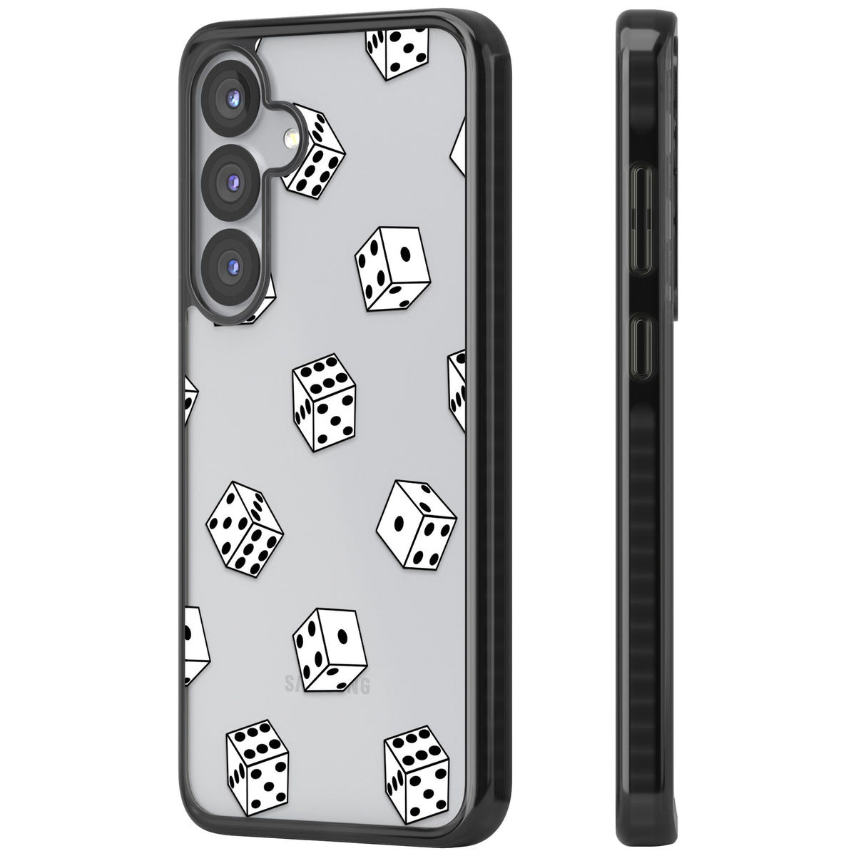 Clear Dice Pattern Samsung S25 / Samsung S25 Plus / Samsung S26 / Samsung S26 Plus Impact Black Phone Case side
