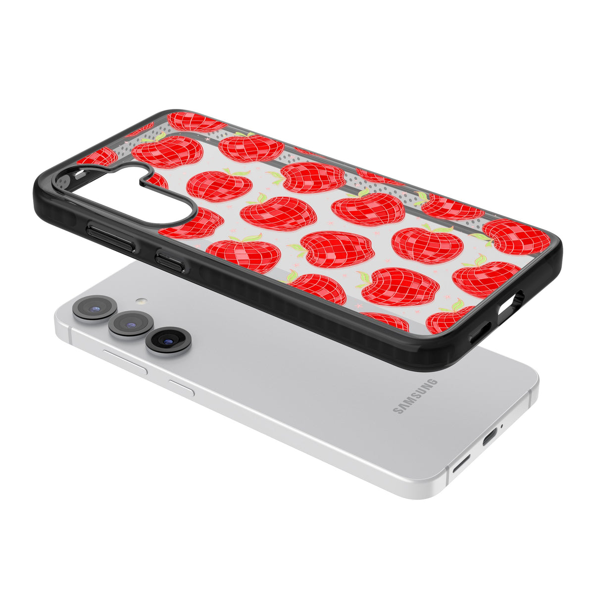 Disco Apples Samsung S25 / Samsung S25 Plus / Samsung S26 / Samsung S26 Plus Impact Black Phone Case angled