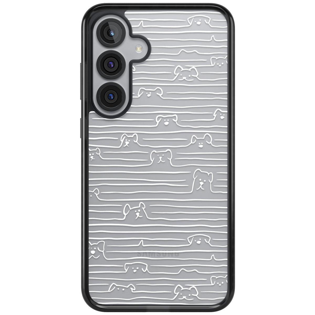 Dog Lines (White) Samsung S25 Plus / Samsung S26 / Samsung S26 Plus Impact Black Phone Case front