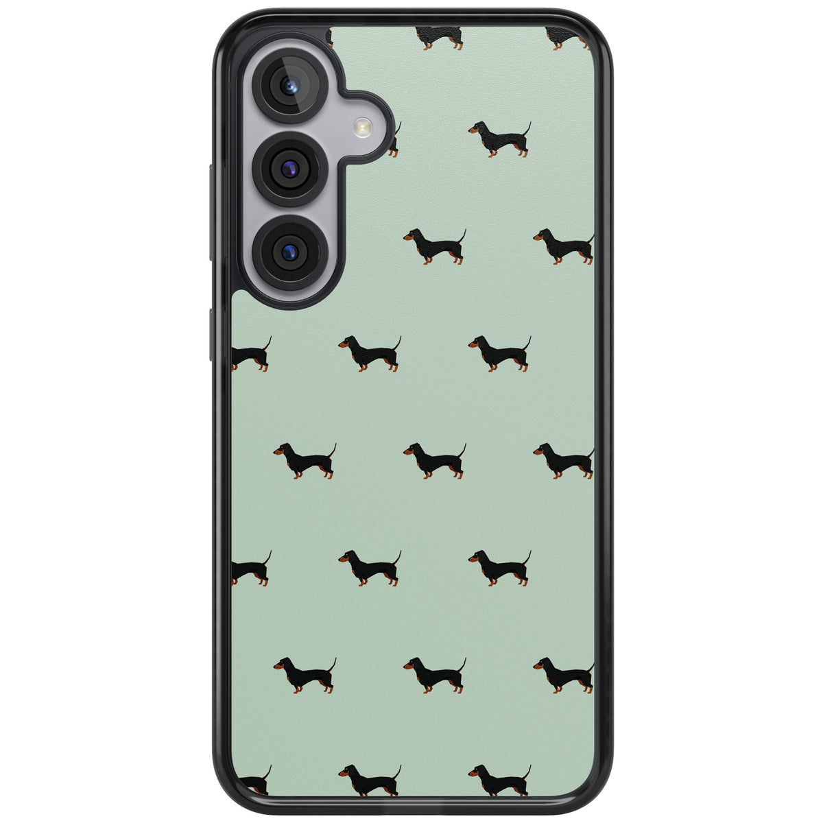 Dachshund Dog Pattern Samsung S25 Plus / Samsung S26 / Samsung S26 Plus Impact Black Phone Case front