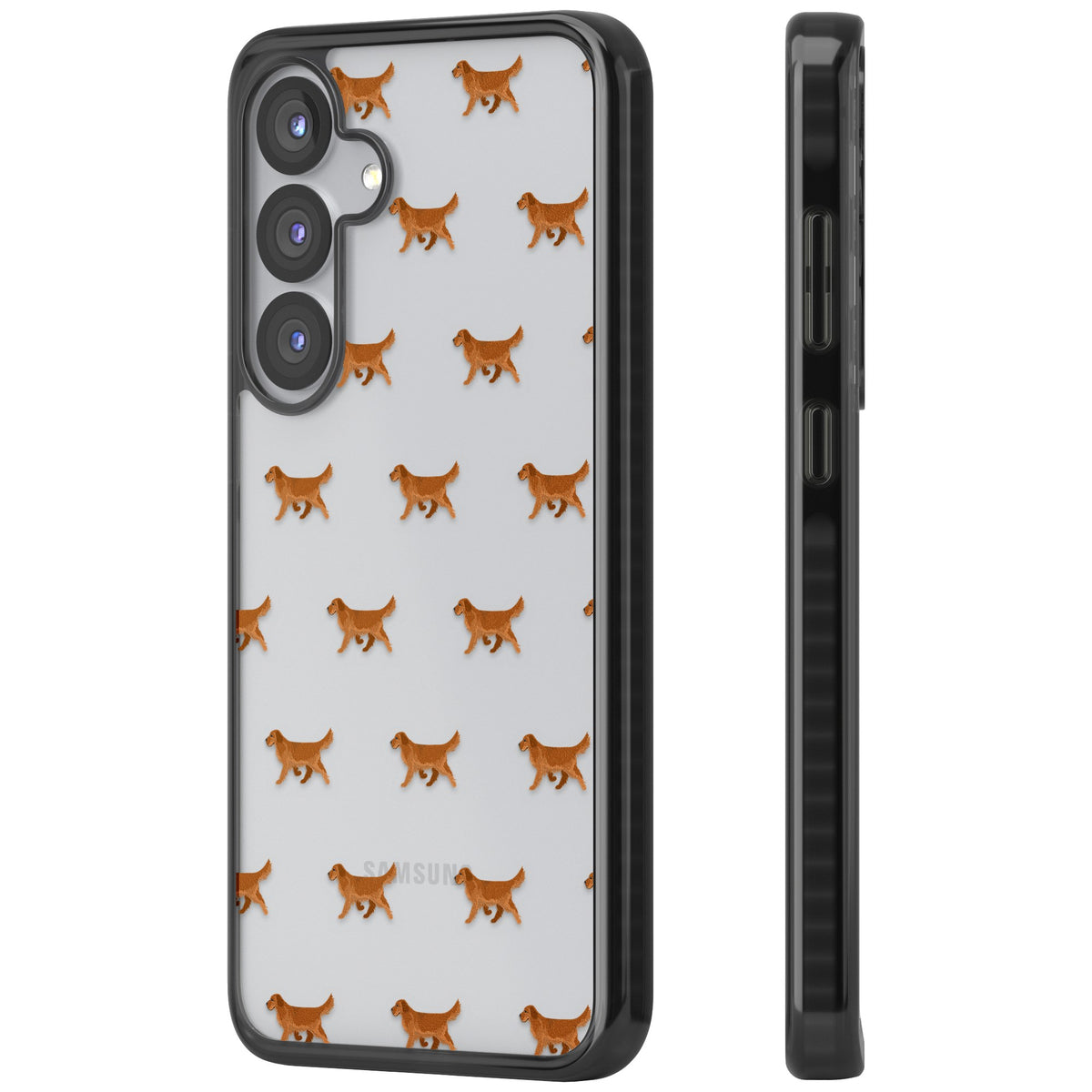 Golden Retriever Dog Pattern Clear Samsung S25 / Samsung S25 Plus / Samsung S26 / Samsung S26 Plus Impact Black Phone Case side