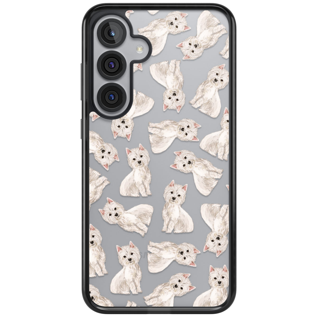 Westie Dog Pattern Samsung S25 Plus / Samsung S26 / Samsung S26 Plus Impact Black Phone Case front