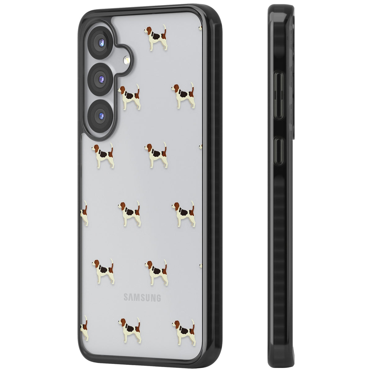 Beagle Dog Pattern Samsung S25 / Samsung S25 Plus / Samsung S26 / Samsung S26 Plus Impact Black Phone Case side