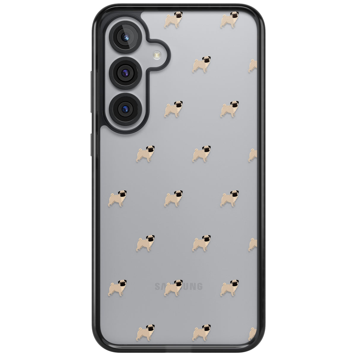 Pug Pattern Samsung S25 Plus / Samsung S26 / Samsung S26 Plus Impact Black Phone Case front