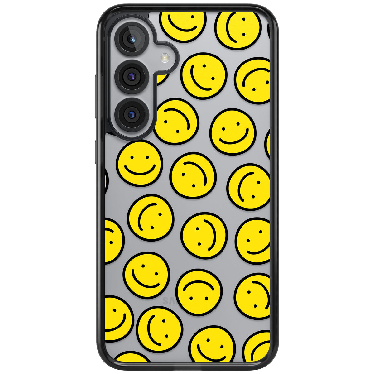 Smiley Face Pattern Samsung S25 Plus / Samsung S26 / Samsung S26 Plus Impact Black Phone Case front