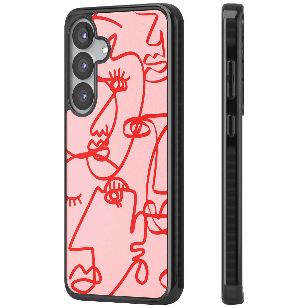 Red Line Art Samsung S25 / Samsung S25 Plus / Samsung S26 / Samsung S26 Plus Impact Black Phone Case side