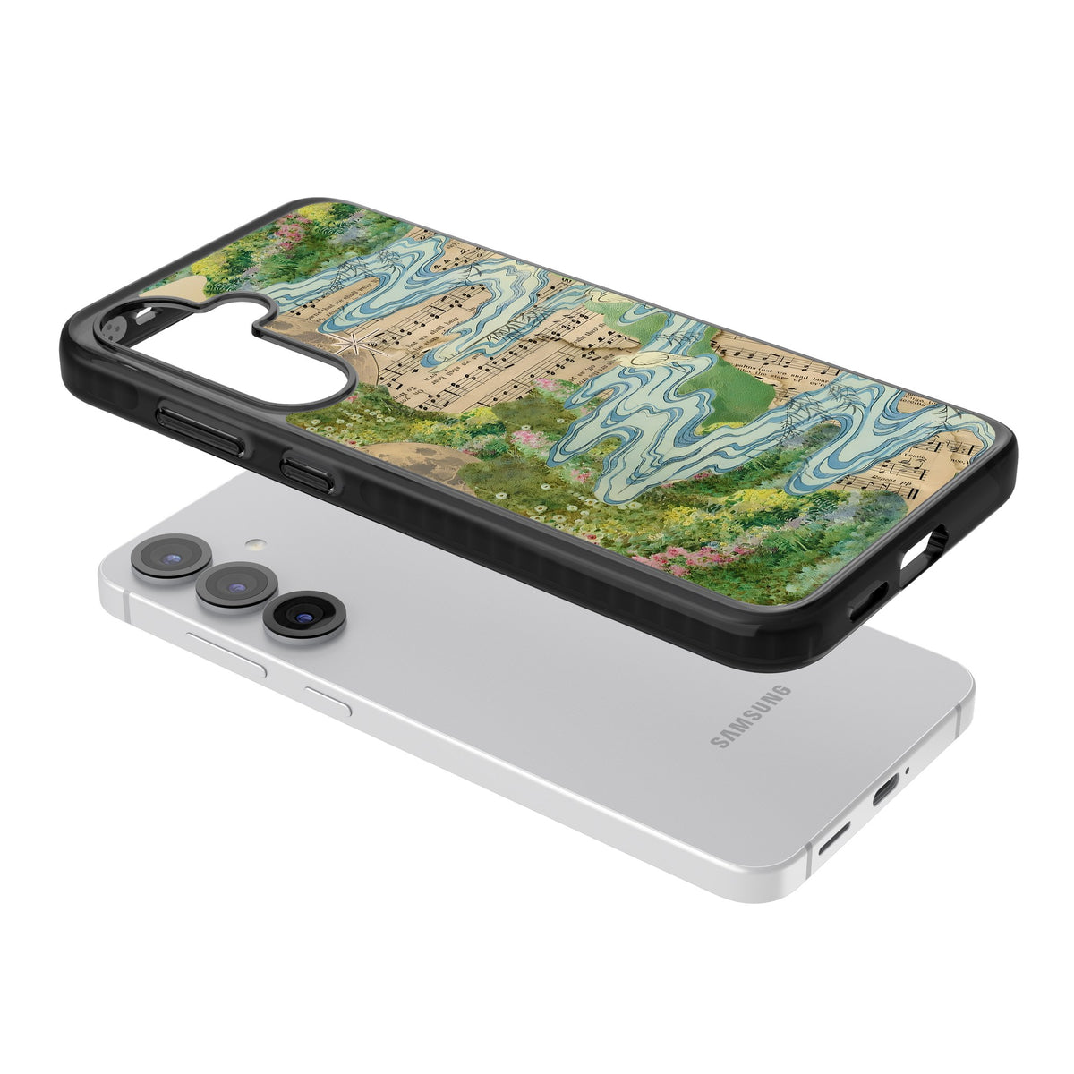 Musical River Samsung S25 / Samsung S25 Plus / Samsung S26 / Samsung S26 Plus Impact Black Phone Case angled
