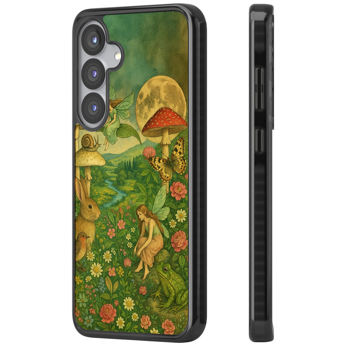 Fairies & Flowers Samsung S25 / Samsung S25 Plus / Samsung S26 / Samsung S26 Plus Impact Black Phone Case side