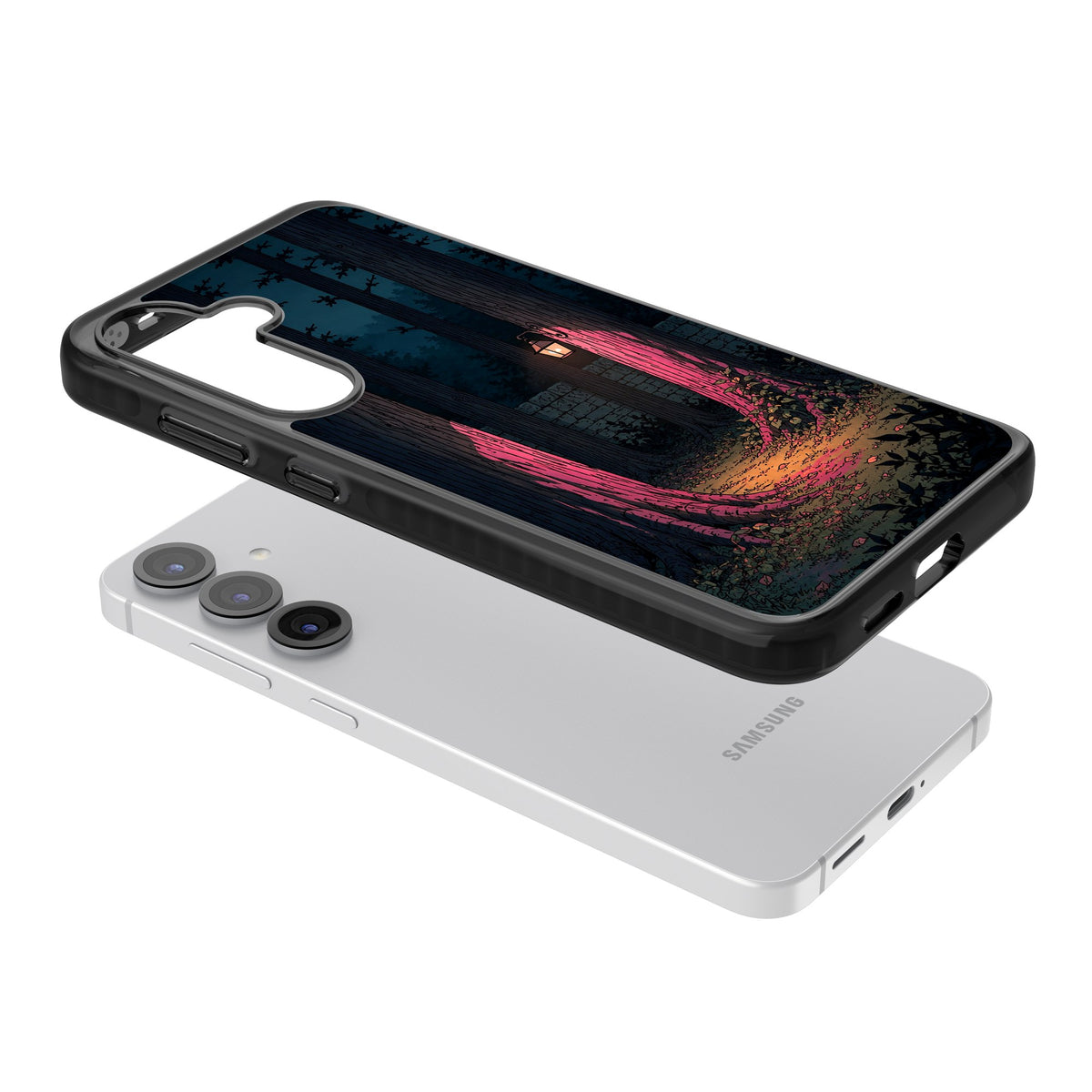 Forest Lantern Samsung S25 / Samsung S25 Plus / Samsung S26 / Samsung S26 Plus Impact Black Phone Case angled