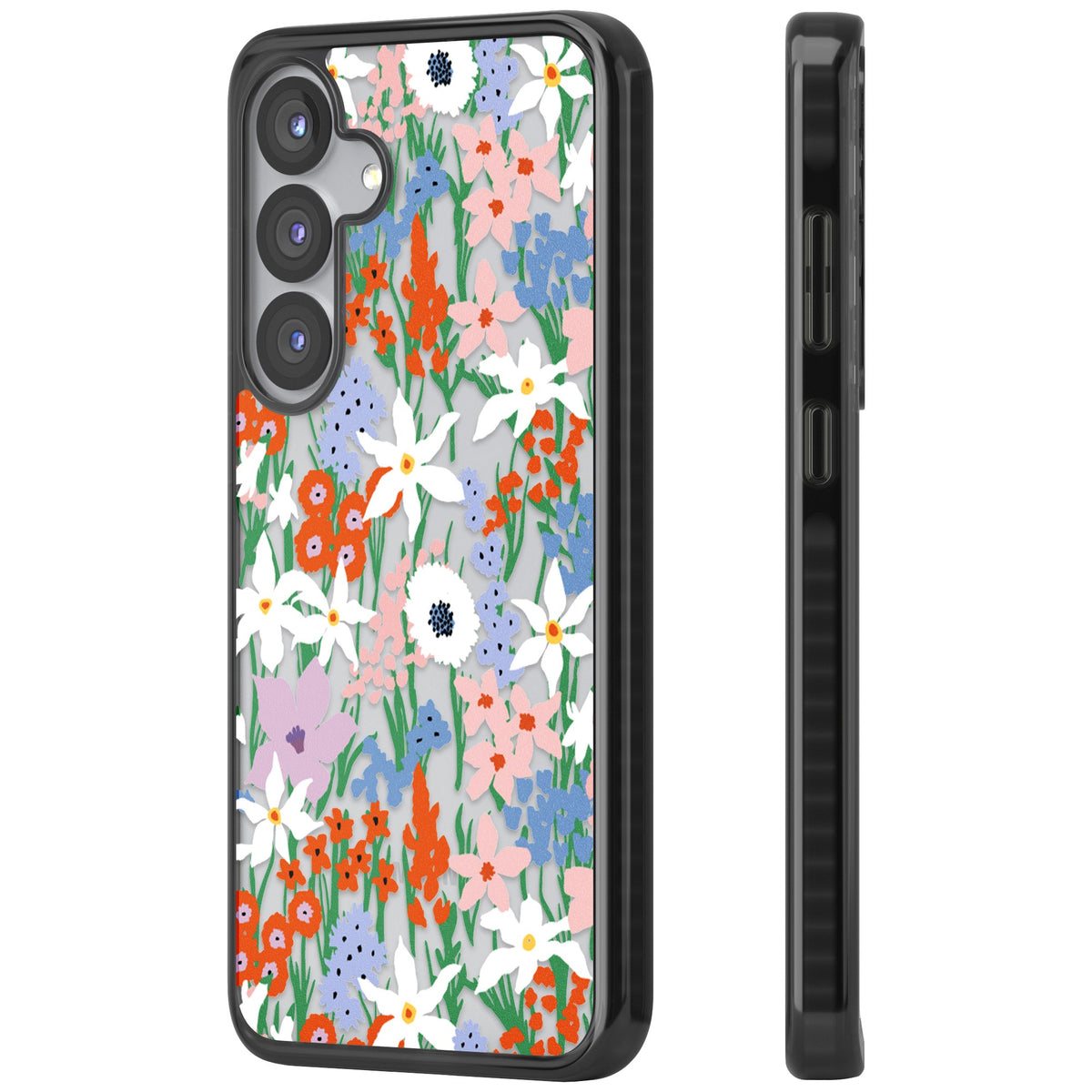 Floral Bouquet: Vibrant Blooms Samsung S25 / Samsung S25 Plus / Samsung S26 / Samsung S26 Plus Impact Black Phone Case side