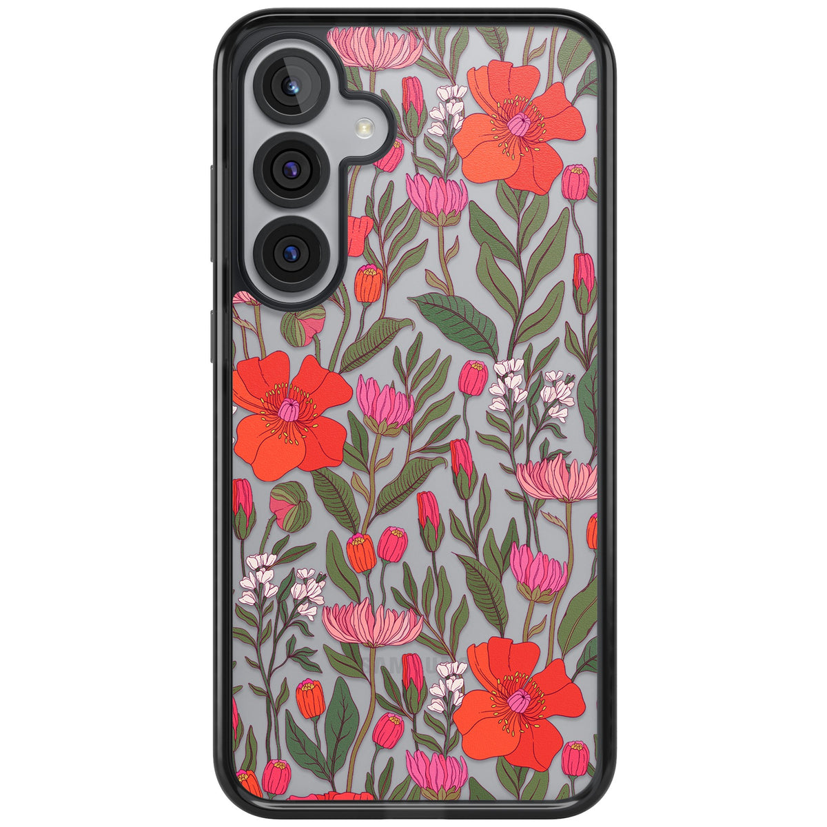 Peachy Floral Samsung S25 Plus / Samsung S26 / Samsung S26 Plus Impact Black Phone Case front